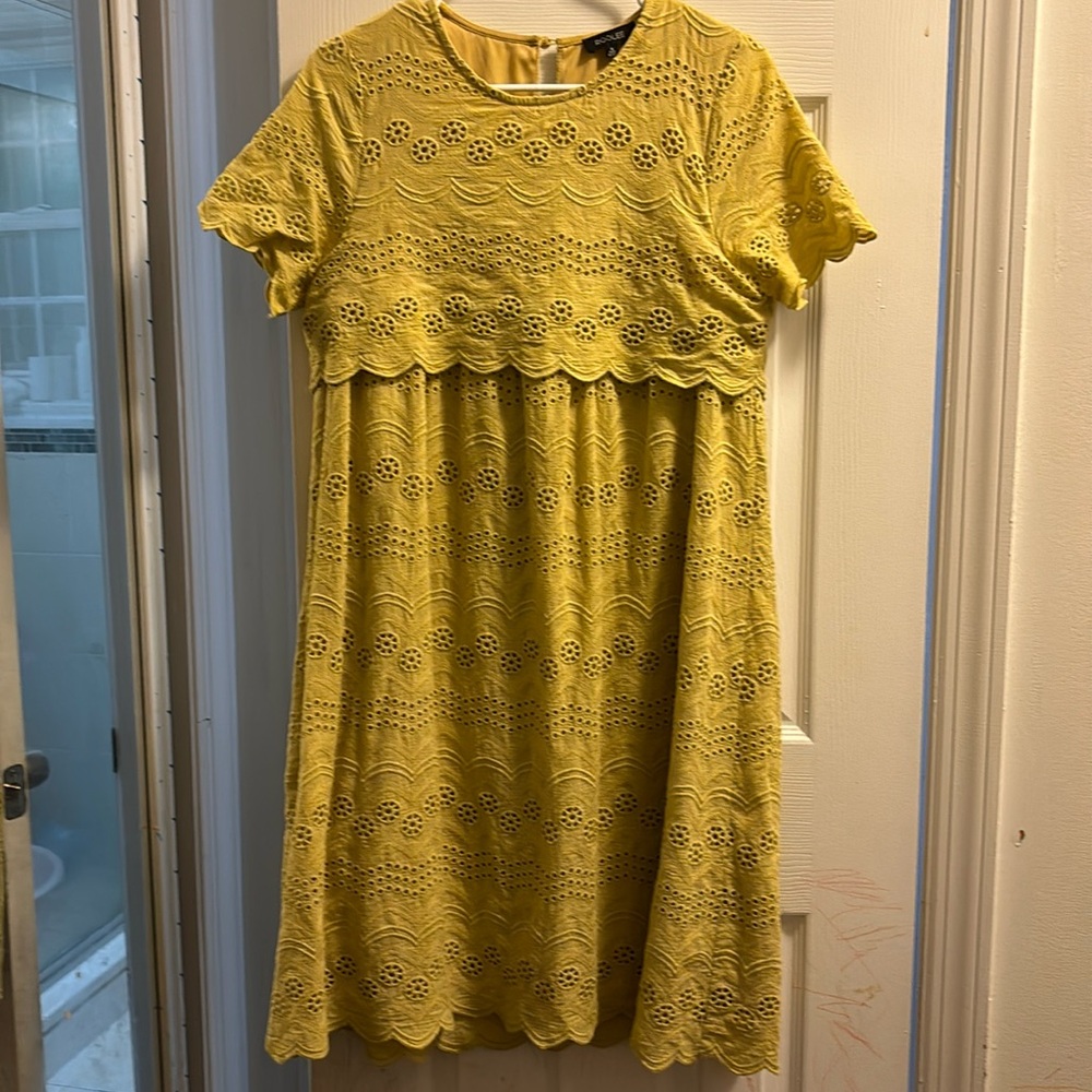 Roolee eyelet embroidered nursing dress yellow